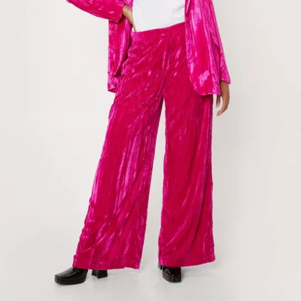 PLUS SIZE VELVET PINK PANTS